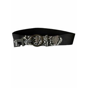 DKNY Womens Stretch Faux Leather Snake Print Fashion Belt Black Plus Size M/L